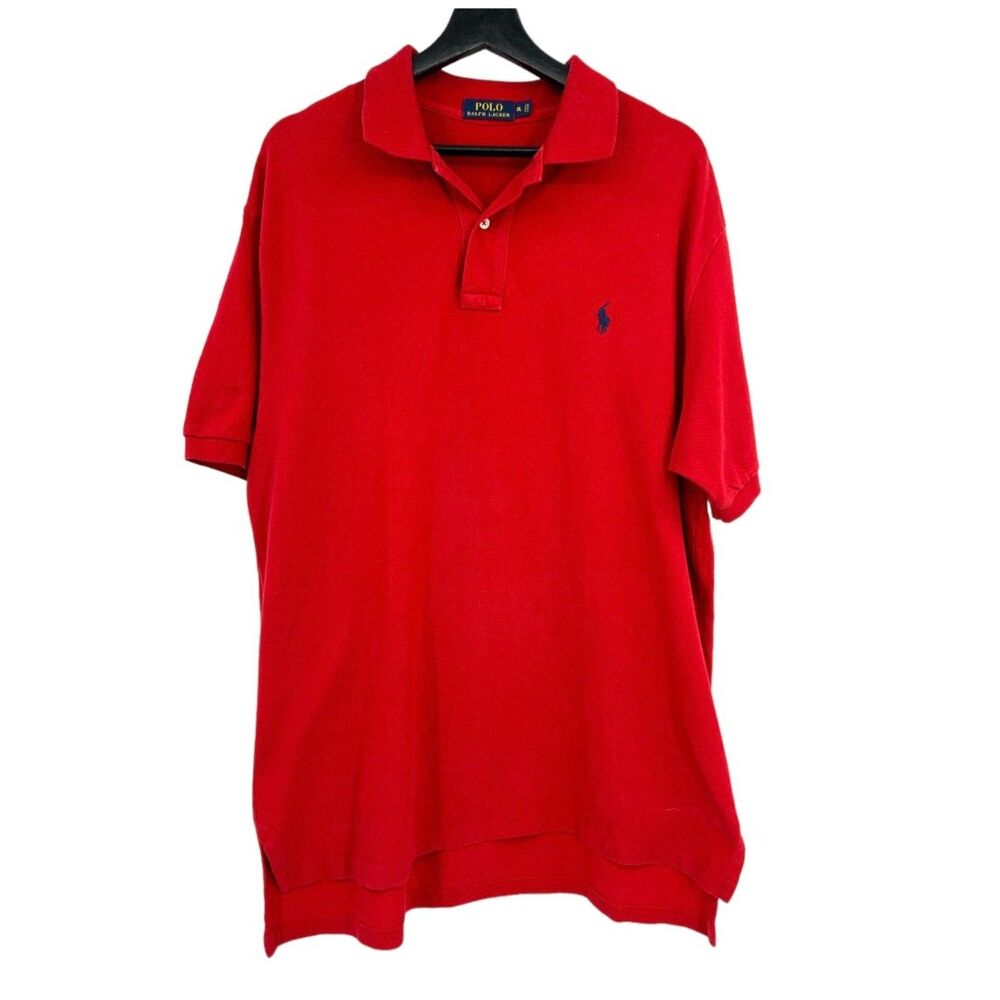 Polo Ralph Lauren shirt Xl red Waffle knit mens short sleeve collard